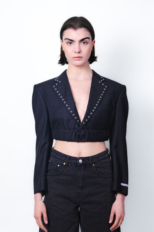 ELLIOT BOMBER BLAZER - SHORT-LENGTH BLACK