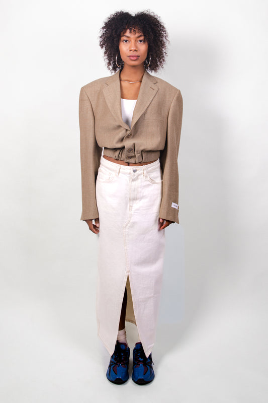 ELLIOT BOMBER BLAZER - MID LENGTH BEIGE