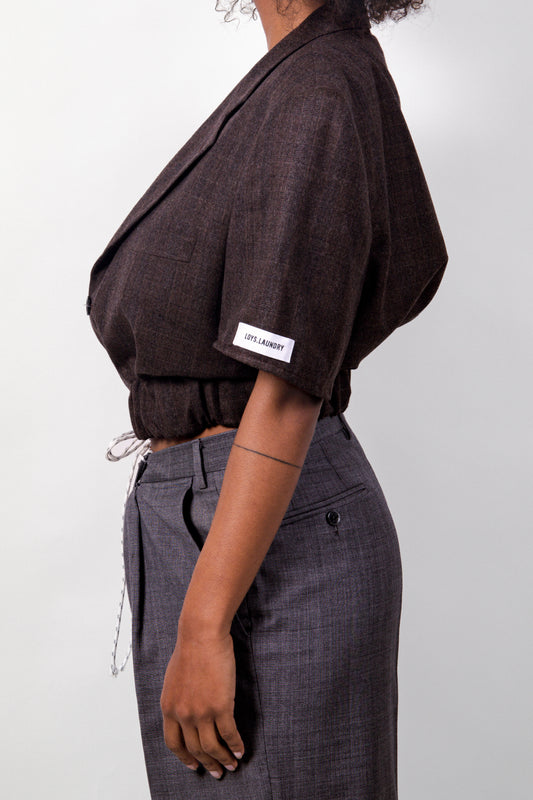 BILLIE BOMBER BLAZER - MID LENGTH BROWN
